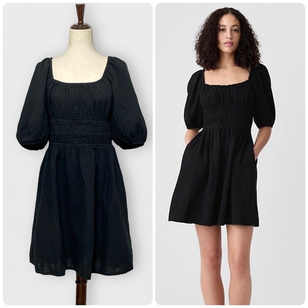 GAP Puff Sleeve Smocked Mini Dress